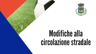 Logo comune - scritta modifiche circolazione stradale, triangolo rosso, triangolo blu, bici da strada