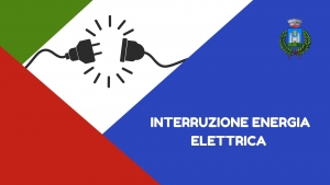disegno di cavo staccato, logo comune di gavorrano, scritta interruzione energia elettrica 1 aprile