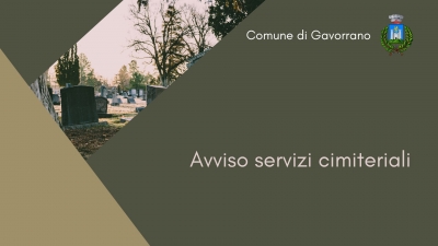 immagine cimitero, logo comune di gavorrano, scritta avviso