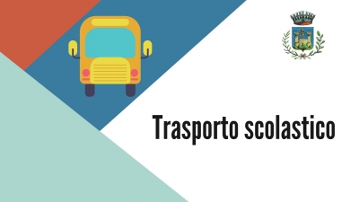immagine scuolabus, scritta Trasporto scolastico