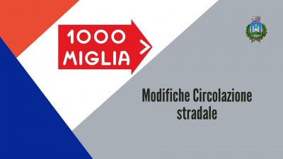 Logo comune - scritta modifiche circolazione stradale, triangolo rosso, triangolo blu, insieme di cartelli stradali 