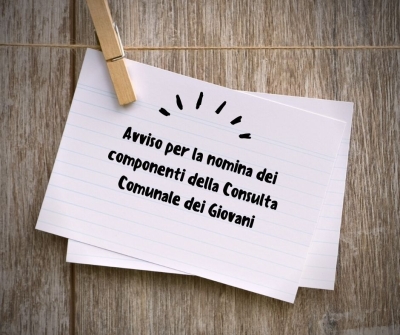 Avviso per la nomina dei componenti della Consulta Comunale dei Giovani - sfondo legnoao
