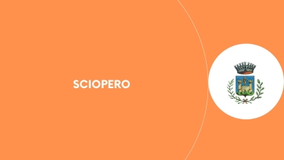 sfondo ARANCIO, logo comune, dicitura SCIOPERO