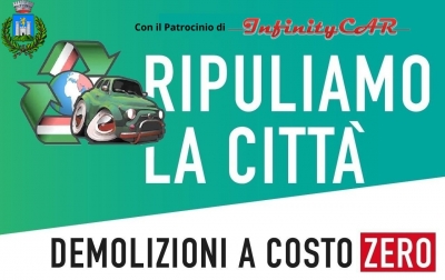 immagine sfondo verde, auto, "ripuliamo la città"